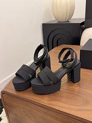 Kitlife Chanel 26 Classic Double C High-Heeled Platform Sandals Black Denim - 4