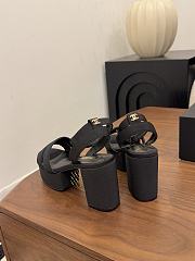 Kitlife Chanel 26 Classic Double C High-Heeled Platform Sandals Black Denim - 3