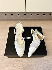 Kitlife Chanel White Cap Toe CC Slingback Sandals  - 6