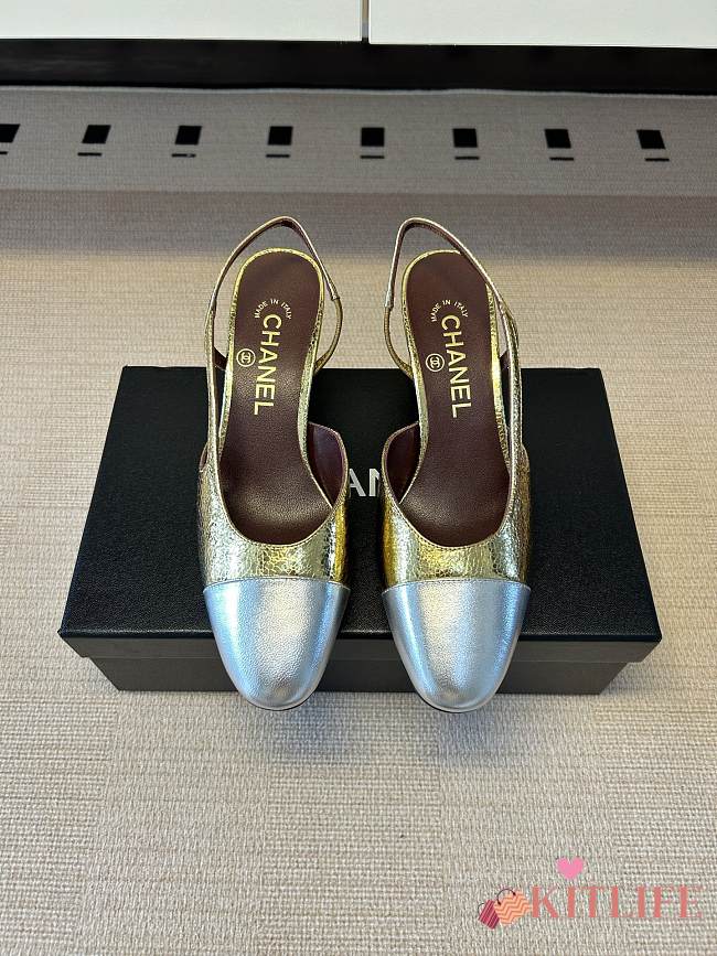 Kitlife Chanel Gold Cap Toe CC Slingback Sandals   - 1