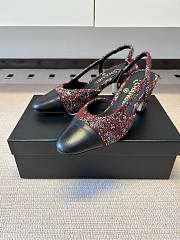 Kitlife Chanel Cap Toe CC Slingback Sandals Burgundy Tweed - 2