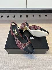 Kitlife Chanel Cap Toe CC Slingback Sandals Burgundy Tweed - 6