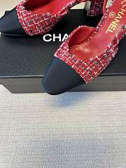 Kitlife Chanel Cap Toe CC Slingback Sandals Red Tweed  - 2