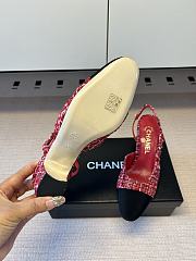 Kitlife Chanel Cap Toe CC Slingback Sandals Red Tweed  - 5