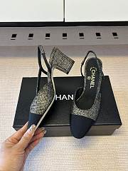 Kitlife Chanel Cap Toe CC Slingback Sandals Black & Gold Tweed - 5