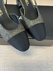 Kitlife Chanel Cap Toe CC Slingback Sandals Black & Gold Tweed - 3