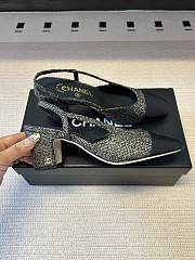 Kitlife Chanel Cap Toe CC Slingback Sandals Black & Gold Tweed - 2