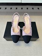 Kitlife Chanel Cap Toe CC Slingback Sandals Pink Tweed  - 1