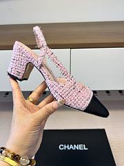 Kitlife Chanel Cap Toe CC Slingback Sandals Pink Tweed  - 2