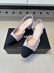 Kitlife Chanel Cap Toe CC Slingback Sandals Pink Tweed  - 4