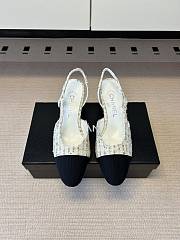 Kitlife Chanel Cap Toe CC Slingback Sandals White Tweed  - 1