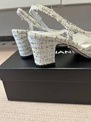 Kitlife Chanel Cap Toe CC Slingback Sandals White Tweed  - 4