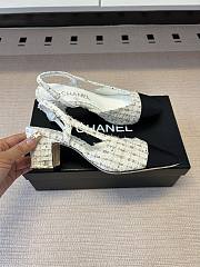 Kitlife Chanel Cap Toe CC Slingback Sandals White Tweed  - 2