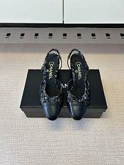 Kitlife Chanel Cap Toe CC Slingback Sandals Black Tweed  - 1