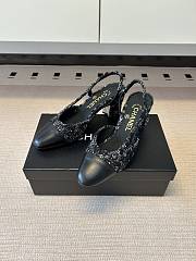 Kitlife Chanel Cap Toe CC Slingback Sandals Black Tweed  - 5