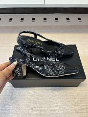 Kitlife Chanel Cap Toe CC Slingback Sandals Black Tweed  - 3
