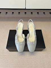 Kitlife Chanel Cap Toe CC Slingback Sandals Grey Tweed - 1