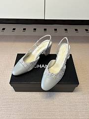 Kitlife Chanel Cap Toe CC Slingback Sandals Grey Tweed - 3