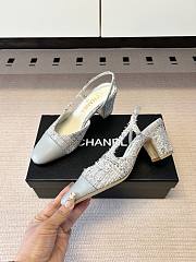 Kitlife Chanel Cap Toe CC Slingback Sandals Grey Tweed - 5