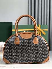 Kitlife Goyard Vintage Bowling Bag Black & Brown 35×23×10.5cm  - 5
