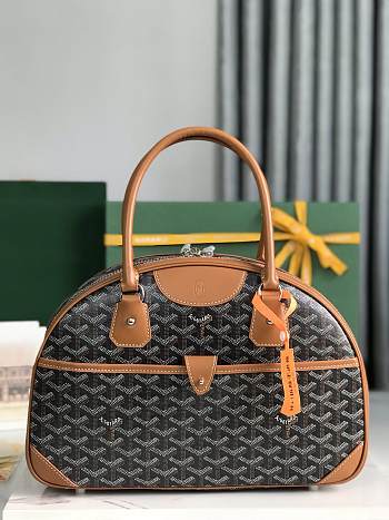 Kitlife Goyard Vintage Bowling Bag Black & Brown 35×23×10.5cm 