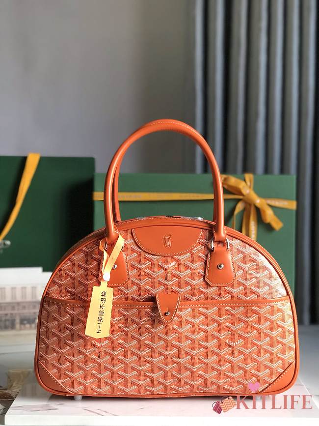 Kitlife Goyard Vintage Bowling Bag Orange 35×23×10.5cm  - 1