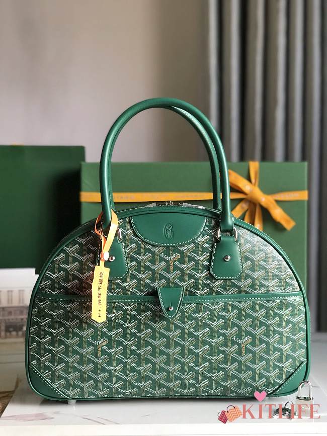 Kitlife Goyard Vintage Bowling Bag Green 35×23×10.5cm  - 1