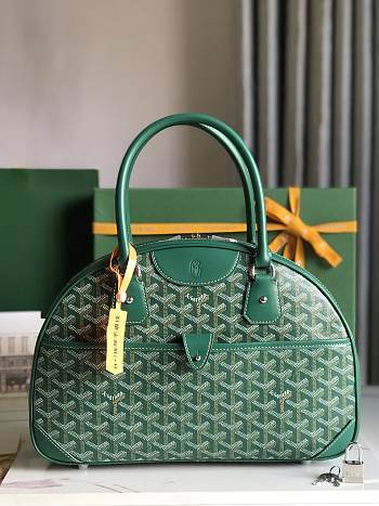 Kitlife Goyard Vintage Bowling Bag Green 35×23×10.5cm 