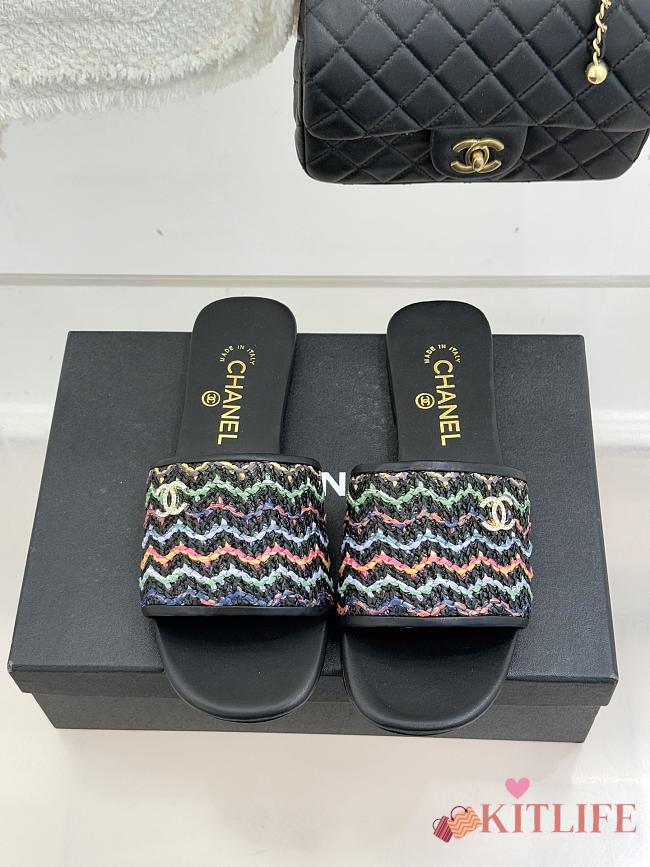 Kitlife Chanel Woven Satin Slippers Black - 1