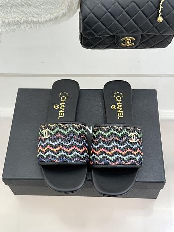 Kitlife Chanel Woven Satin Slippers Black