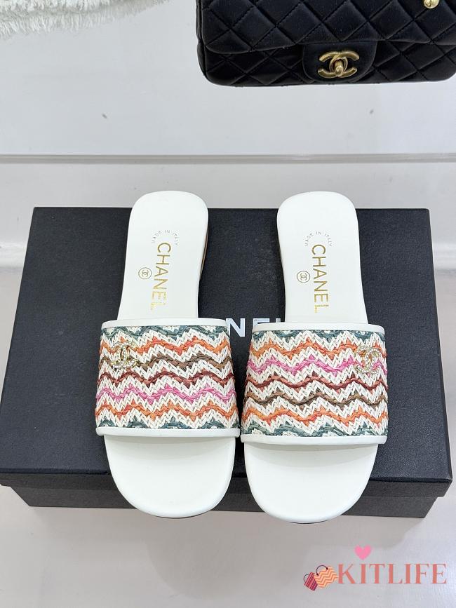 Kitlife Chanel Woven Satin Slippers White - 1