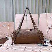 Kitlife Miu Miu Brown Leather Eyeleted Tote Bag 37x21x15cm - 1
