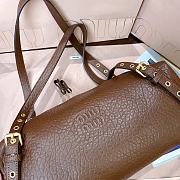 Kitlife Miu Miu Brown Leather Eyeleted Tote Bag 37x21x15cm - 3