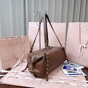 Kitlife Miu Miu Brown Leather Eyeleted Tote Bag 37x21x15cm - 5