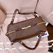 Kitlife Miu Miu Brown Leather Eyeleted Tote Bag 37x21x15cm - 2