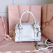 Kitlife Miu Miu Shiny White Leather Top-handle Bag  27x22x13cm - 1