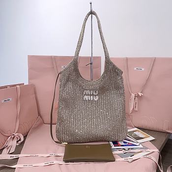 Kitlife Miu Miu Ivy Sequin Mesh Bag Tundra 35x40cm 