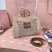 Kitlife Miu Miu Woven Tote Bag Beige 28.5x16.5x20cm - 1