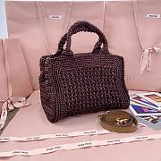 Kitlife Miu Miu Woven Tote Bag Dark Brown 28.5x16.5x20cm - 4