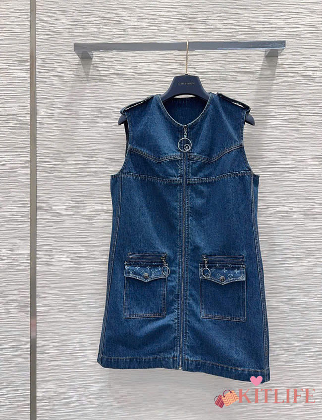 Kitlife Louis Vuitton Blue Denim Dress With Zipper - 1