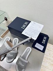 Kitlife Dior Dentelle Heeled Slide Trianon Gray Dior Oblique Embroidered Cotton and White Lace - 3