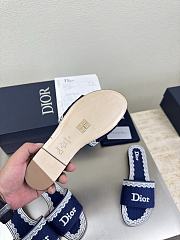 Kitlife Dior Dentelle Heeled Slide Dark Blue Dior Oblique Embroidered Cotton and White Lace  - 6