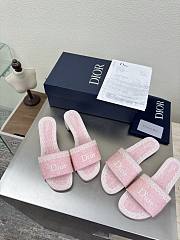 Kitlife Dior Dentelle Heeled Slide Pink Dior Oblique Embroidered Cotton and White Lace  - 1
