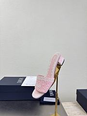 Kitlife Dior Dentelle Heeled Slide Pink Dior Oblique Embroidered Cotton and White Lace  - 5