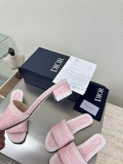Kitlife Dior Dentelle Heeled Slide Pink Dior Oblique Embroidered Cotton and White Lace  - 4