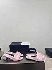 Kitlife Dior Dentelle Heeled Slide Pink Dior Oblique Embroidered Cotton and White Lace  - 3