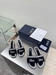 Kitlife Dior Dentelle Heeled Slide Black Dior Oblique Embroidered Cotton and White Lace  - 1