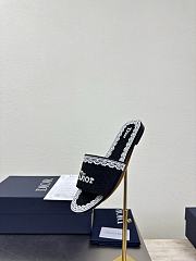Kitlife Dior Dentelle Heeled Slide Black Dior Oblique Embroidered Cotton and White Lace  - 6