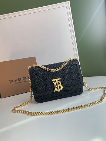 Kitlife Burberry Quilted Monogram Lambskin Crossbody Bag Black 21x6x16cm