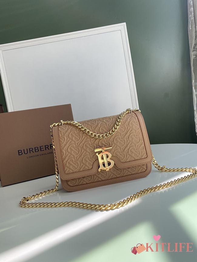 Kitlife Burberry Quilted Monogram Lambskin Crossbody Bag Beige 21x6x16cm  - 1